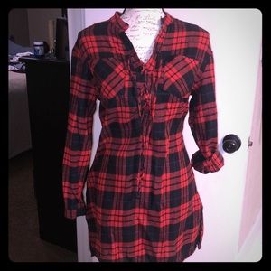 Plaid shirt dress